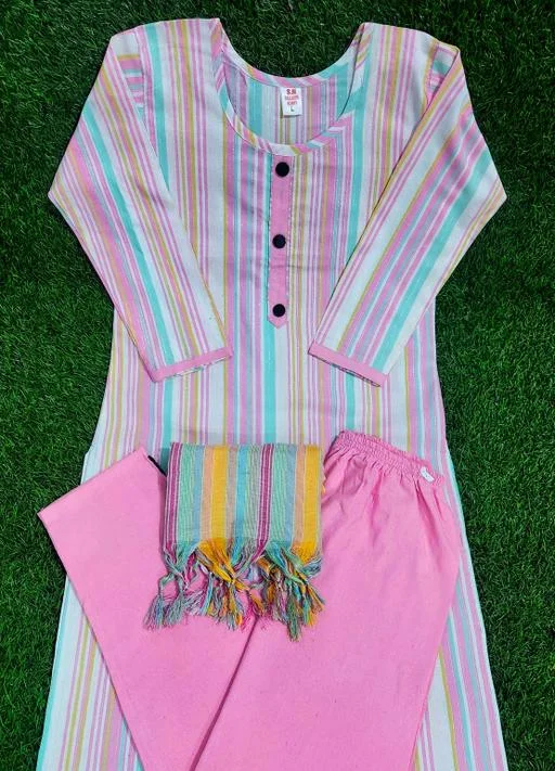 Women Khadi Cotton Kurti With Dupatta - Image 2