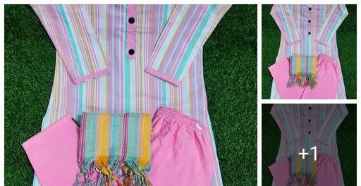 Women Khadi Cotton Kurti With Dupatta