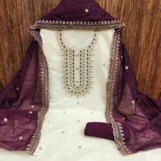 Charvi Voguish Organza Embroidered Suit Set