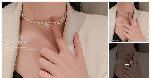 Pearl Choker Fashion Jewelry Retro Pearl Hinged Choker Rhinestone Chain ... (Temple Dance Jewellery)