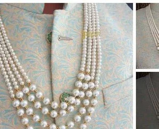 Mens Ethnic Wear 4 Line White Mala (Necklace) Unisex (Temple Dance Jewellery)