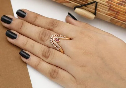 Premium Quality Forming Plated Ad Stone Rings (Temple Dance Jewellery) - Image 2