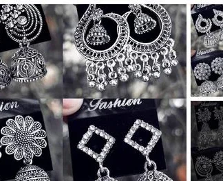 Latest Designer Jhumki Silver Earrings Set Combo 4 (Temple Dance Jewellery)
