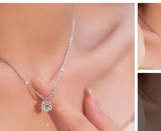 Fashionable Silver Plated Diamond Necklace 03 (Temple Dance Jewellery)