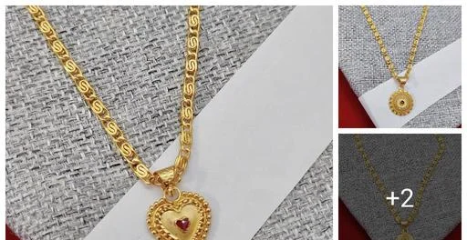 Designer Gold Plated Chain Premium Antique Pendant Stylish Fancy Chain N... (Temple Dance Jewellery)