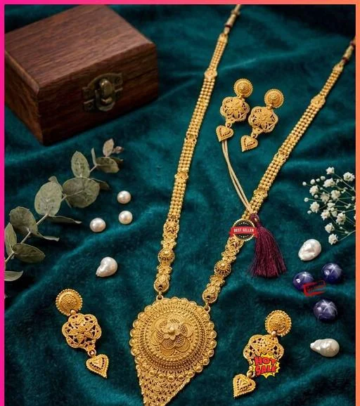 1gram Gold Plated Long Rani Haar (Temple Dance Jewellery) - Image 2
