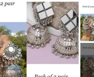 Mad Over Fashion Combo Oxidised Jhumka Earring (Temple Dance Jewellery)