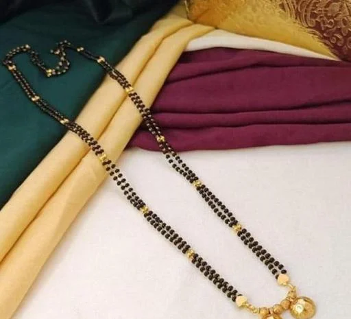 Gold Plated Maharashtrian Long Vati Mangalsutra Latest Stylish Wati Tanm... (Temple Dance Jewellery) - Image 2