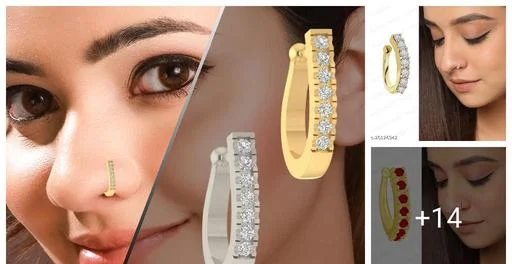 Vama Fashions Nose Pins Clip On Pressing Combo Nose Rings (Temple Dance Jewellery)