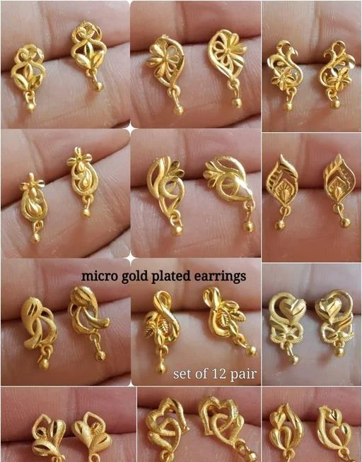 Gold Plated Stud Earrings (Temple Dance Jewellery) - Image 2