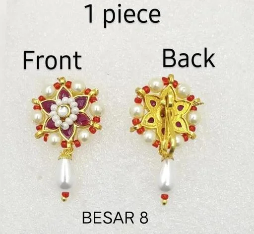 Classic Designer Bridal Royal Nosepin Nose Ring Pressed Nosepinbesarnath... (Temple Dance Jewellery) - Image 2