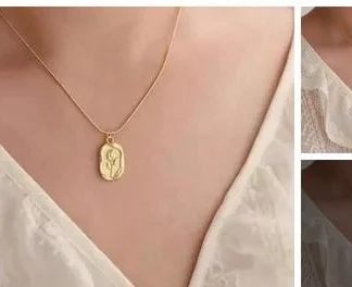 New Design Premium Quality Rose Flower Pendant Chain Locket Necklace Cha... (Temple Dance Jewellery)