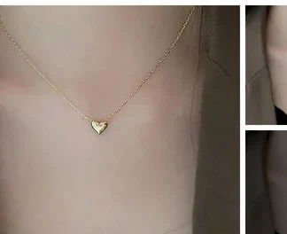 Gold Heart Shape Necklace Chain Fancy Micro Gold Plated Pendant Set Wome... (Temple Dance Jewellery)