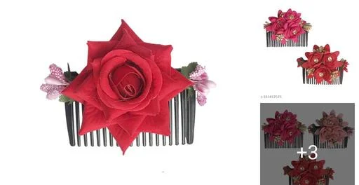 Arooman Artificial Flower Juda Comb Side Comb Womengirls Hair Accessorie... (Temple Dance Jewellery)