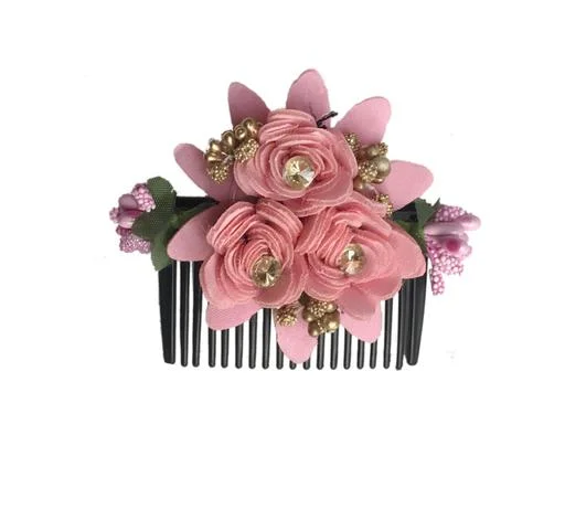 Arooman Artificial Flower Juda Comb Side Comb Womengirls Hair Accessorie... (Temple Dance Jewellery) - Image 2