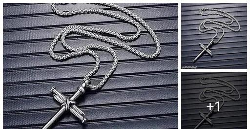 Acalloy Metal Nail Cross Rope Necklace King Logo Finger Ring Boys Men Cr... (Temple Dance Jewellery)