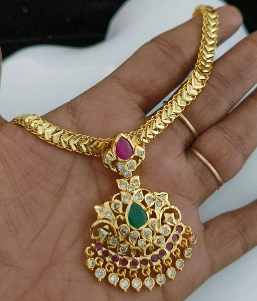 Zozoe One Gram Gold Attigai Necklace Chain (Temple Dance Jewellery) - Image 2