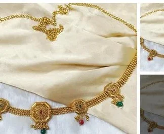 Ss Art Gold Platted Maroon Green Kamarband (Temple Dance Jewellery)