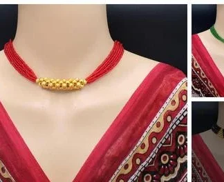 Gold Plated Tushi Choker Necklace Perfect Ganpati Festive Gift Her Lc Je... (Temple Dance Jewellery)