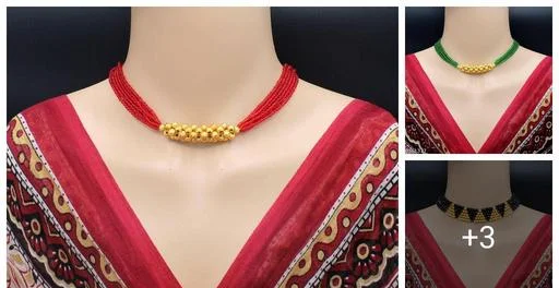 Gold Plated Tushi Choker Necklace Perfect Ganpati Festive Gift Her Lc Je... (Temple Dance Jewellery)