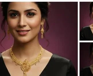 Ethnic Gold Plated Choker Jewellery Set Wedding Festive Wear Necklace Set (Temple Dance Jewellery)