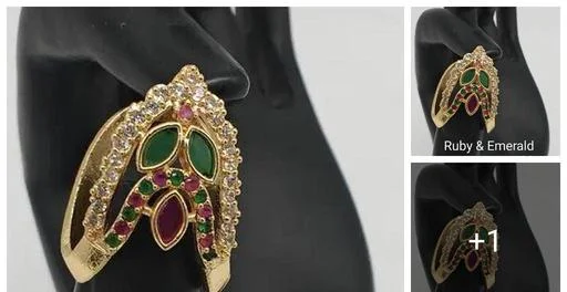 One Gram Gold Impon Cz Stones Vanki Vangi Ring Daily Use Adjustable Size... (Temple Dance Jewellery)