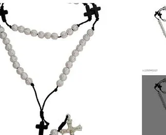 M Men Style Religious Antique French Catholic Rosary White Beads Center ... (Temple Dance Jewellery)