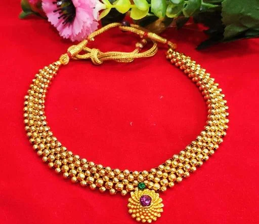 Maharashtrian Jewellery Tushi Necklace (Temple Dance Jewellery) - Image 2