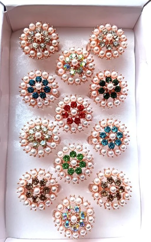 Shimmering Graceful Pearl Diamond Ring (Temple Dance Jewellery) - Image 2