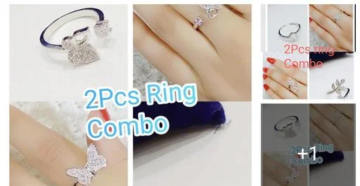 2pcs Soliatire Ring Combo (Temple Dance Jewellery)
