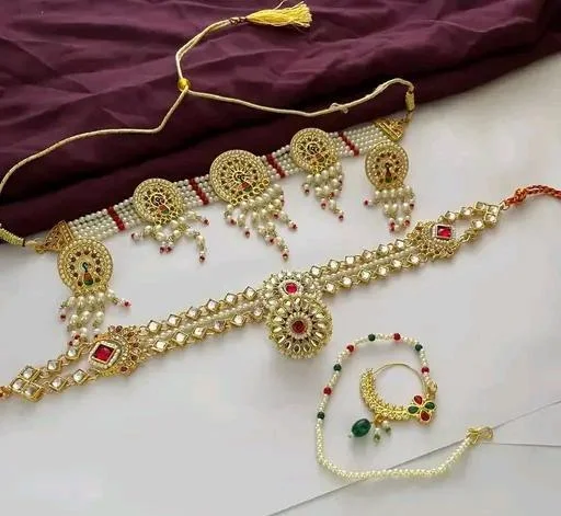 Rajasthani Maangtika Combo Jewellery Set (Temple Dance Jewellery) - Image 2