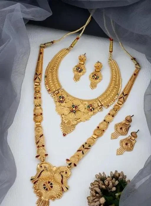 Fancy 1 Gram Gold Plated Jewellery Set (Temple Dance Jewellery) - Image 2