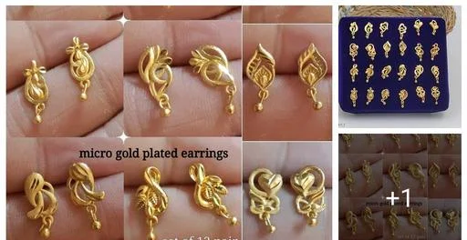 Gold Plated Stud Earrings (Temple Dance Jewellery)