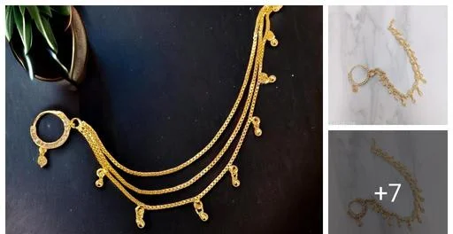 Gold Gleam White Nose Pin (Temple Dance Jewellery)