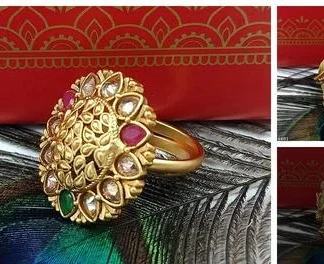 Original Brass Premium Quality Ring Rajwadi Matte Finishing (Temple Dance Jewellery)
