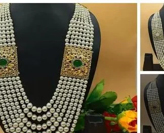 Gold Plated Pearls 7 Line Mala (Necklace) Unisex (Temple Dance Jewellery)