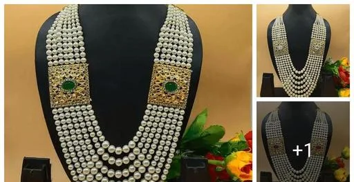 Gold Plated Pearls 7 Line Mala (Necklace) Unisex (Temple Dance Jewellery)