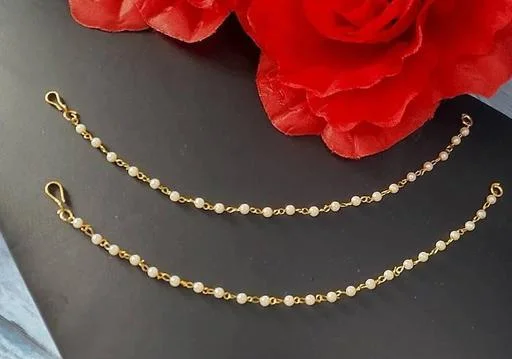 Veritas Unique Stylish Party Wear Designer Pearl Adjustable Hair Chainha... (Temple Dance Jewellery) - Image 2