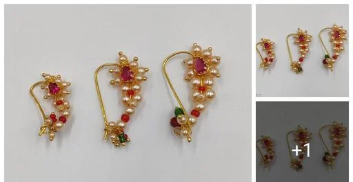 Maharashtrian Nath 3 Pcs Nosepins (Temple Dance Jewellery)