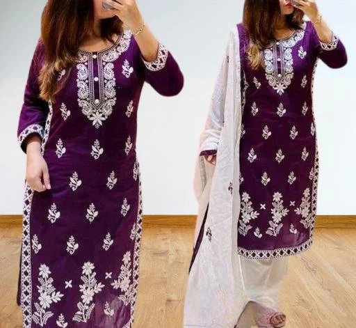 Rayon,Cotton Women Kurti With Dupatta & - Image 2