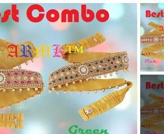 Fashion Wedding Collection Hip Belt Cloth Waist Kamarband Stretchable Go... (Temple Dance Jewellery)