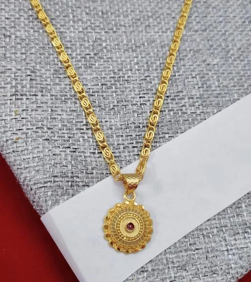 Designer Gold Plated Chain Premium Antique Pendant Stylish Fancy Chain N... (Temple Dance Jewellery) - Image 2
