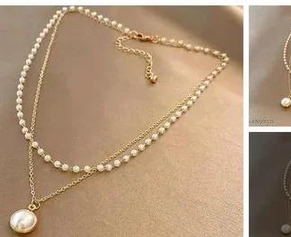 Avira Fancy Chain Pendant Pearl Dual Chain (Temple Dance Jewellery)