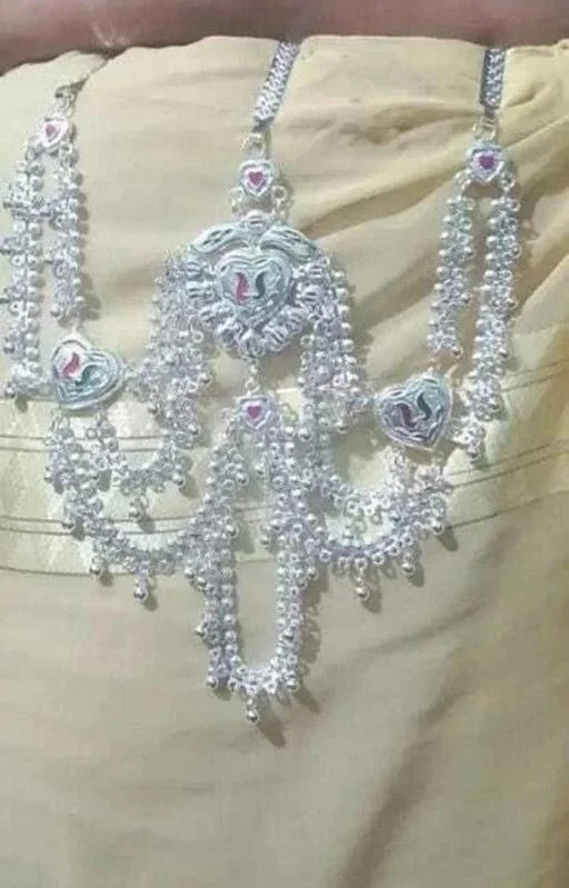 Traditional Silver Plated Multi Layer Kamarband Waist Chain Juda (Temple Dance Jewellery) - Image 2