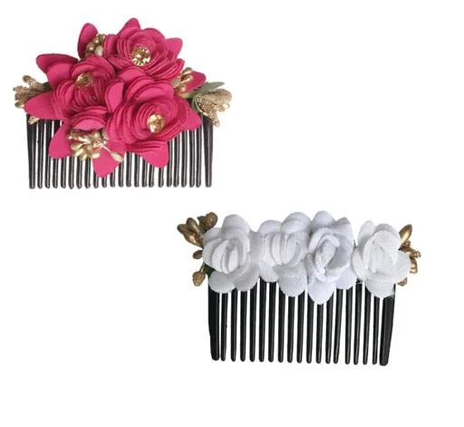 Arooman Artificial Flower Juda Comb Side Comb Womengirls Hair Accessorie... (Temple Dance Jewellery) - Image 2