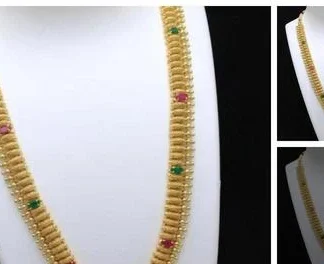 Zozoe 1 Gram Gold Micro Plated Gold Covering Long Mullai Necklace Haaram (Temple Dance Jewellery)