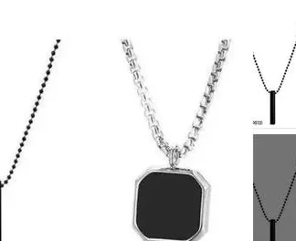 Ac Combo Men Black Bar Black Sqaure Chain (Temple Dance Jewellery)