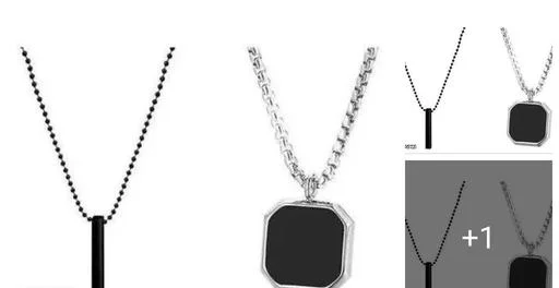 Ac Combo Men Black Bar Black Sqaure Chain (Temple Dance Jewellery)