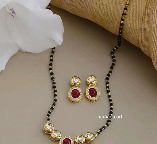 Latest Kundan Mangalsutra Design Minimal Jewellery Summer Jewellery (Temple Dance Jewellery) - Image 2