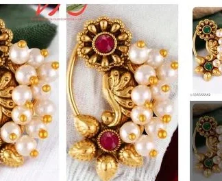 Nath Vfj Premium Quality Traditional Bridal Wear Pearl Stone Studded Cop... (Temple Dance Jewellery)